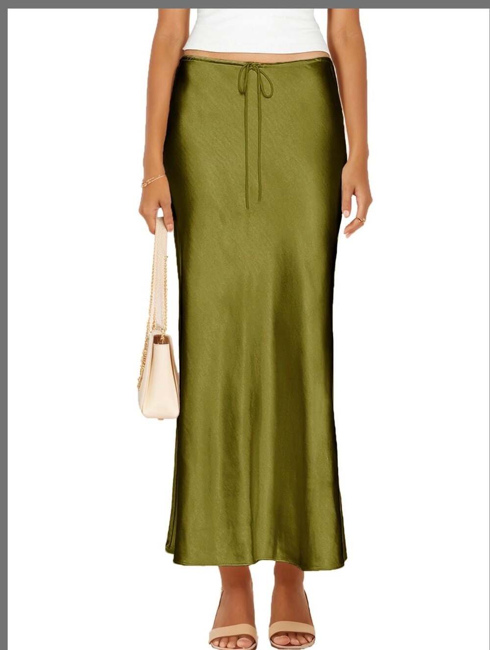 Skrtimory Womens Satin Silk Maxi Skirts Drawstring Flared Casual A-Line Leopard
